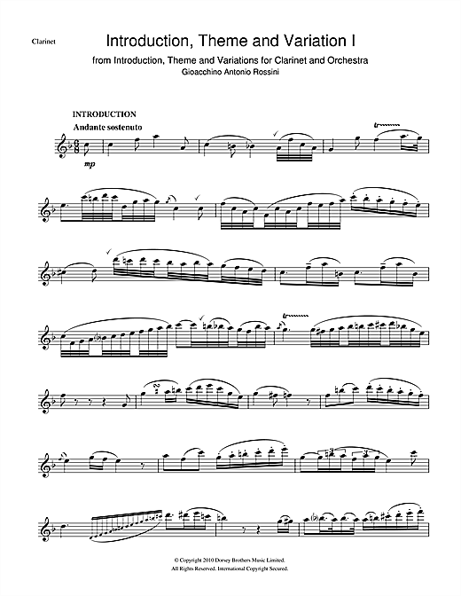 rossini introduction theme and variations clarinet pdf music